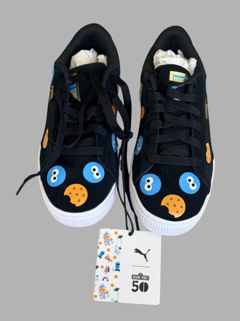 PUMA x Sesame Street 50th Anniversary Suede Sneakers Black Cookie Monster Kids 2